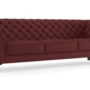 Weston Half Leather Sofa (Wine Italian Leather)