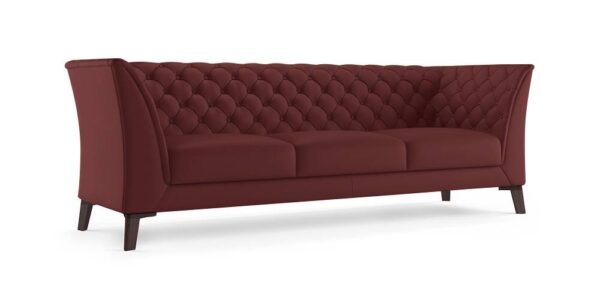 Weston Half Leather Sofa (Wine Italian Leather) - Image 2